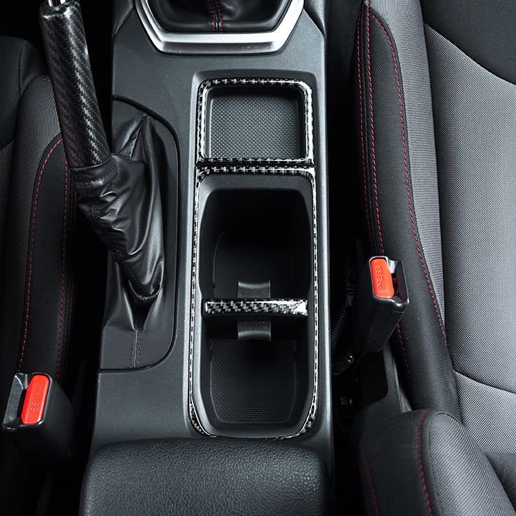 JDMuscle 22-25 WRX P&S Series Carbon Fiber Cupholder Inner Trim | Black Carbon Fiber/ Red Carbon Fiber