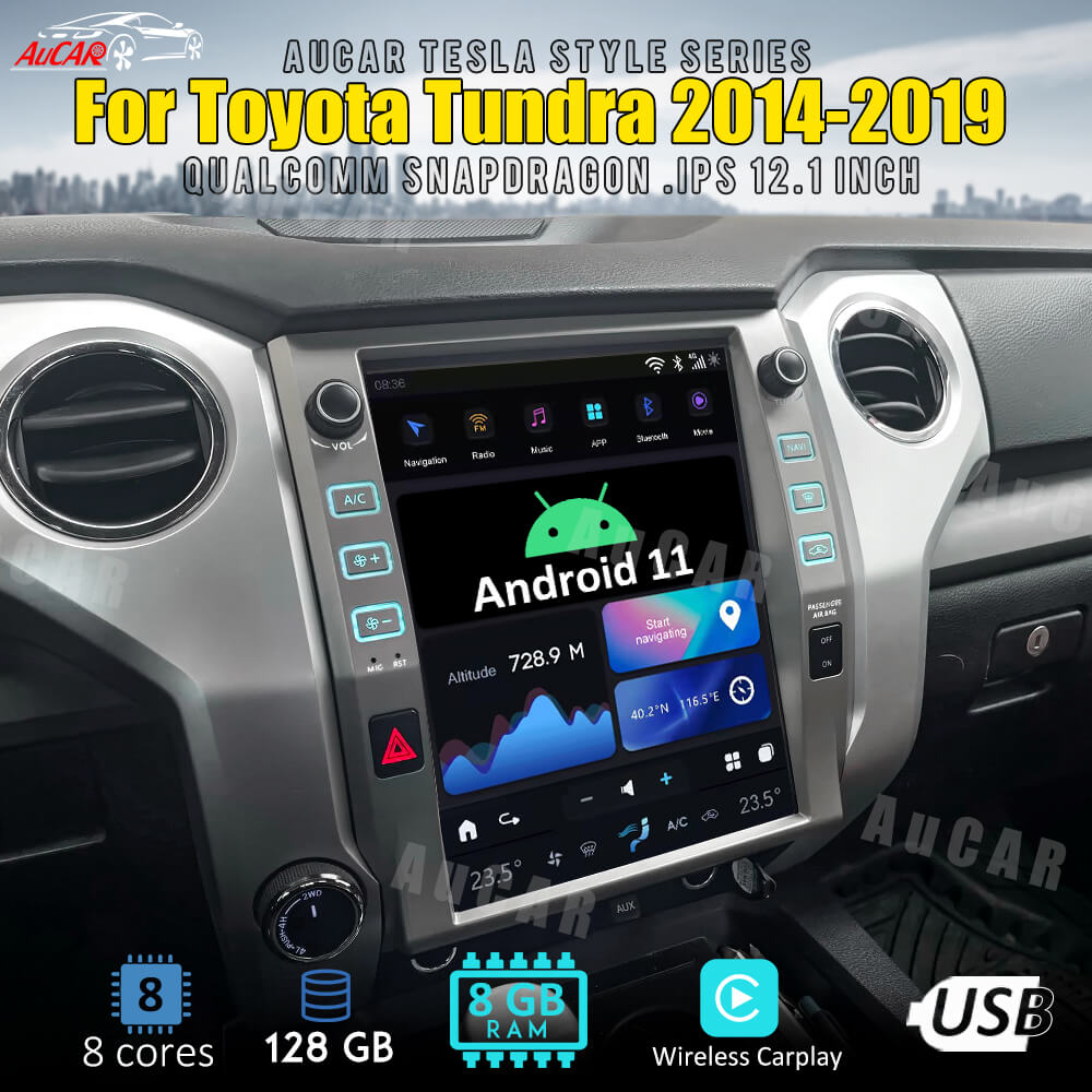 AuCar Tesla Android 11 12.1″ Car Radio GPS Navigation For Toyota Tundra/Sequoia 2014-2021 Car Multimedia Stereo Player Car Video