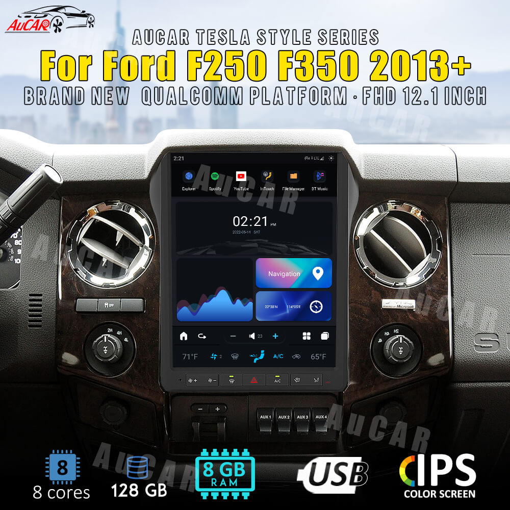 AuCar Tesla Android 11 12.1″ Car Radio GPS Navigation For Ford F250 / F350 2013+ Car Multimedia Stereo Player Car Video