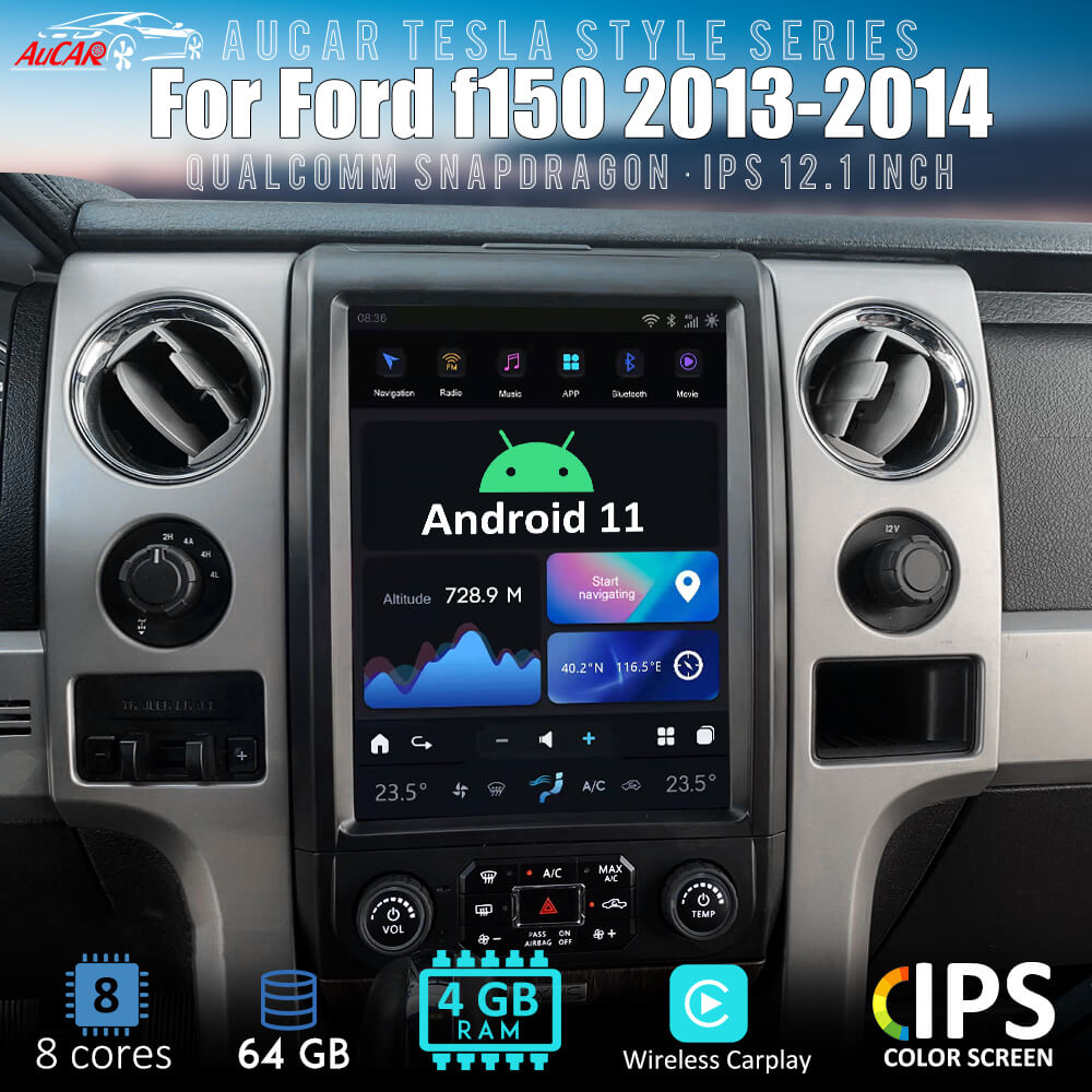 AuCar Tesla Android 11 12.1″ Car Radio GPS Navigation For Ford F150 2013-2014 Car Multimedia Stereo Player Car Video