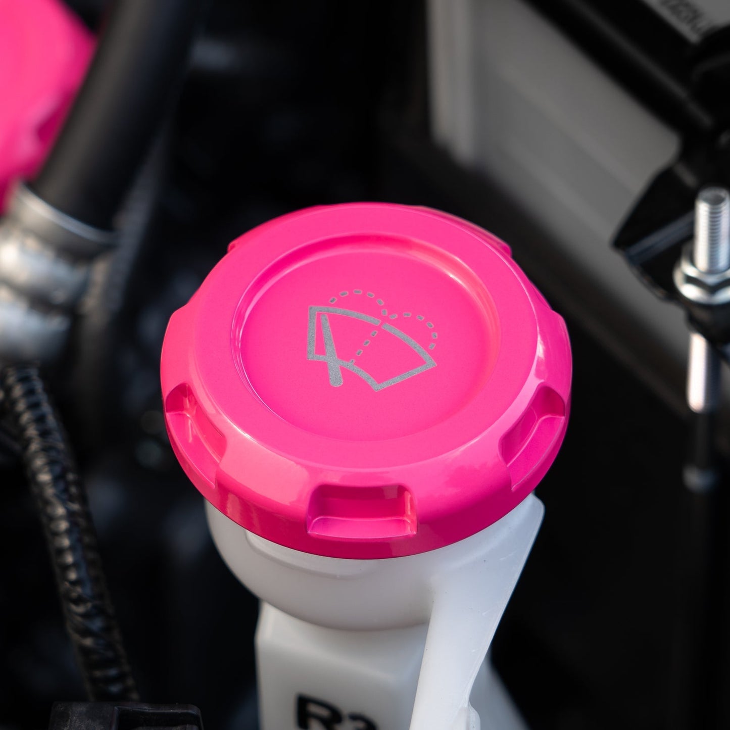 Billetworkz Wiper Fluid Cap Engraved Zero Series Hyper Pink Subaru WRX 02-25 / STI 04-21 | BW-EBCZ-SUB-WIP-HYPK-E