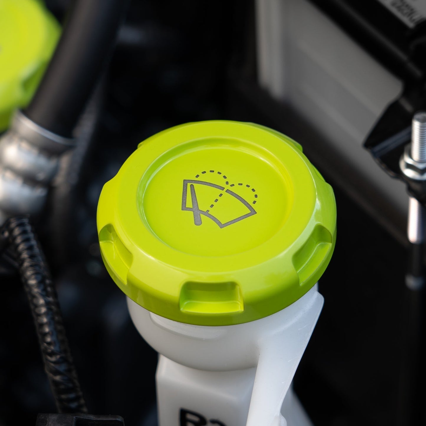 Billetworkz Wiper Fluid Cap Engraved Zero Series Neon Yellow Subaru WRX 02-25 / STI 04-21 | BW-EBCZ-SUB-WIP-NYEL-E
