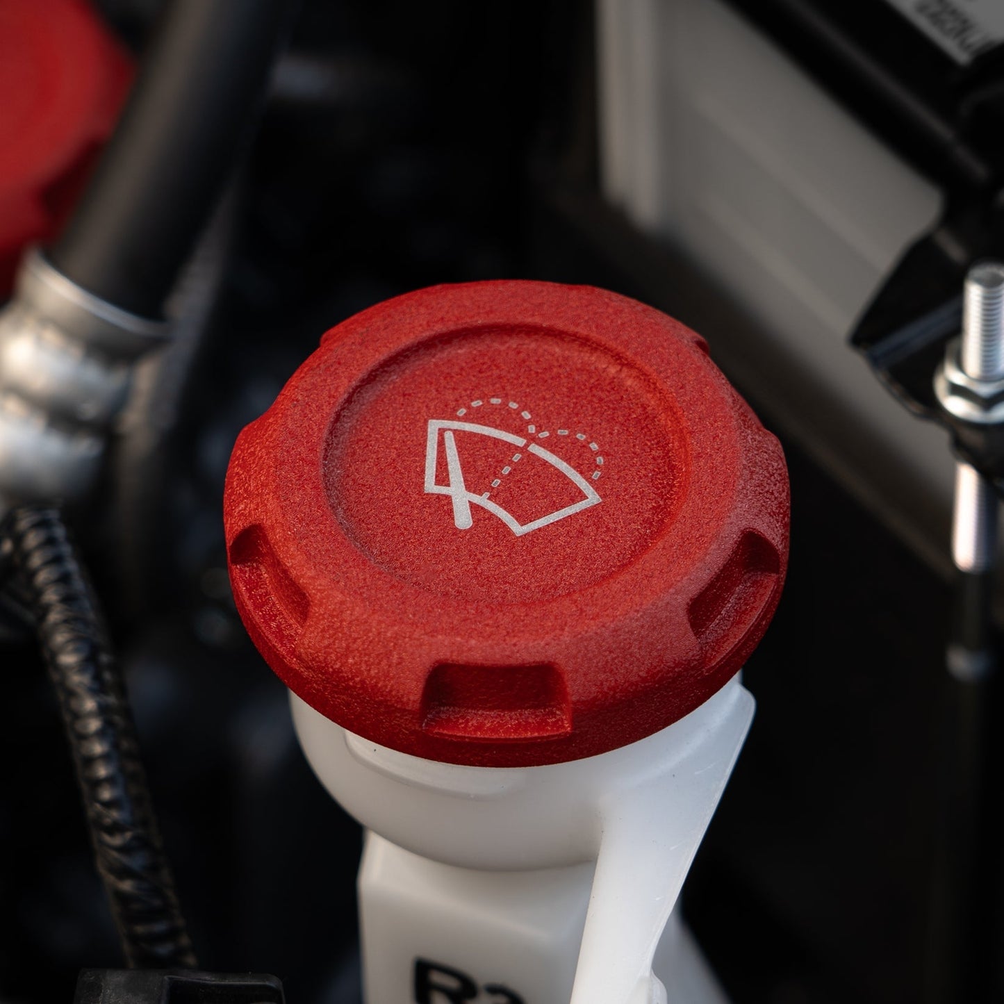 Billetworkz Wiper Fluid Cap Engraved Zero Series Wrinkle Red Subaru WRX 02-25 / STI 04-21 | BW-EBCZ-SUB-WIP-RWR-E
