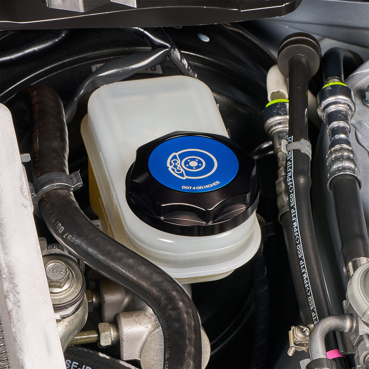 IAG Revolve Brake Fluid Reservoir Cap w/ Anodized Color Accent Purple WRX 02-25 / STI 04-21 / BRZ 13-25 | IAG-ACC-5302BKPR