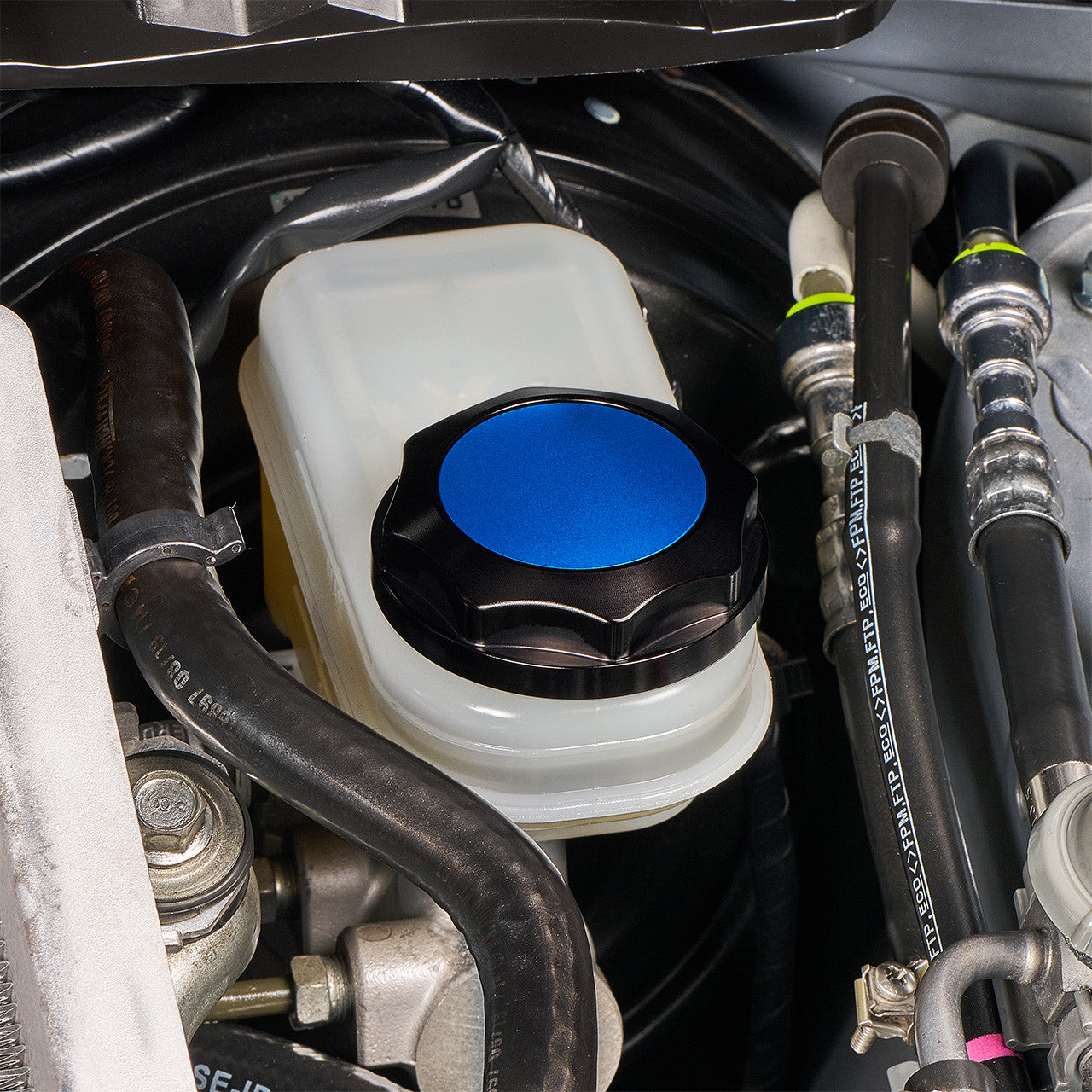 IAG Revolve Brake Fluid Reservoir Cap w/ Anodized Color Accent Purple WRX 02-25 / STI 04-21 / BRZ 13-25 | IAG-ACC-5302BKPR