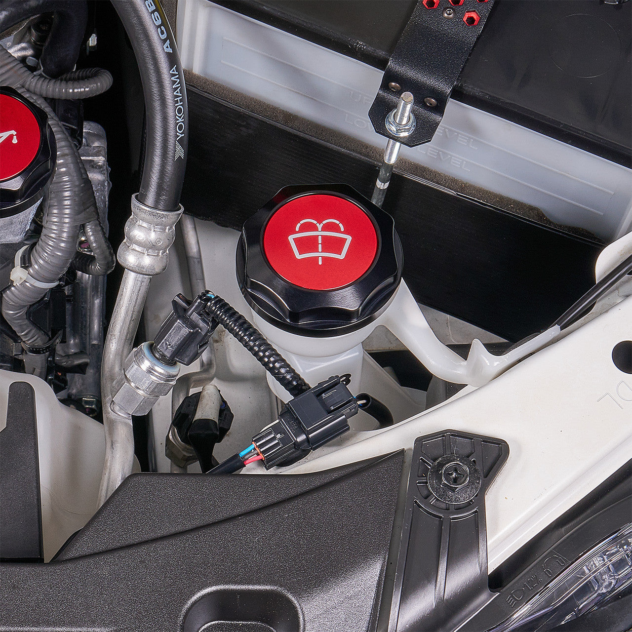 IAG Revolve Washer Fluid Reservoir Cap w/ Anodized Color Accent Red Subaru WRX 22-25 / BRZ 13-25 | IAG-ACC-5310BKRD