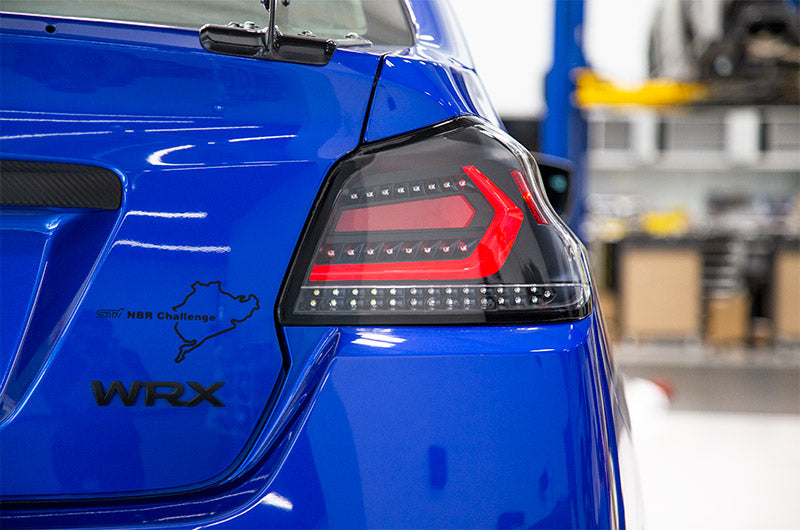 OLM Evolution Tail Lights (Clear Lens, Black Base, Red Bar) - 2015-2021 WRX / STI