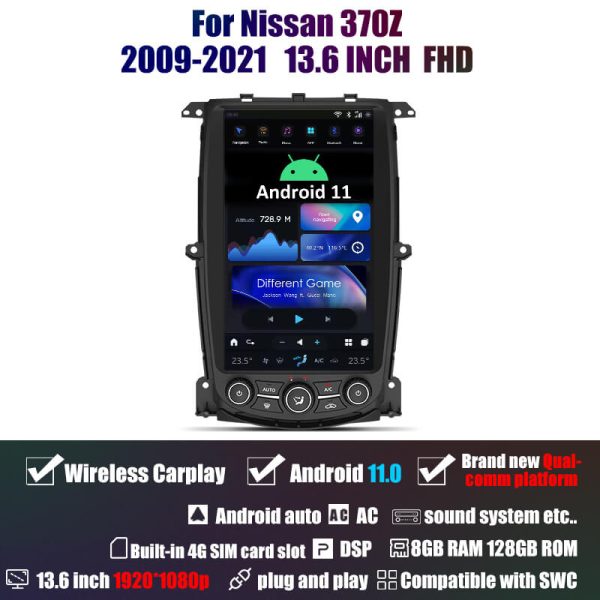 AUCARAUTO 13.6“ Tesla Android System Car Radio Multimedia GPS Navigation For Nissan 370Z 2009-2021 Stereo Audio Carplay