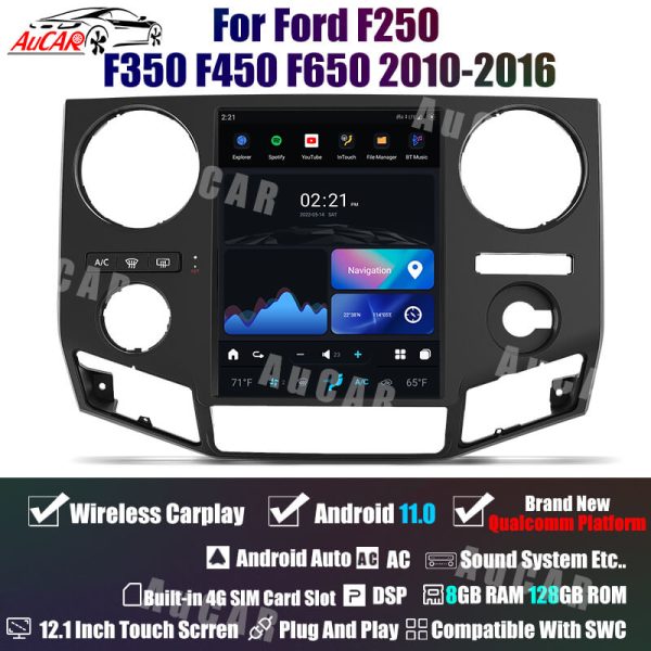 AuCar Tesla Android 11 12.1″ Car Radio GPS Navigation For Ford F250 F350 F450 F650 2010-2016 Car Multimedia Stereo Player Car Video
