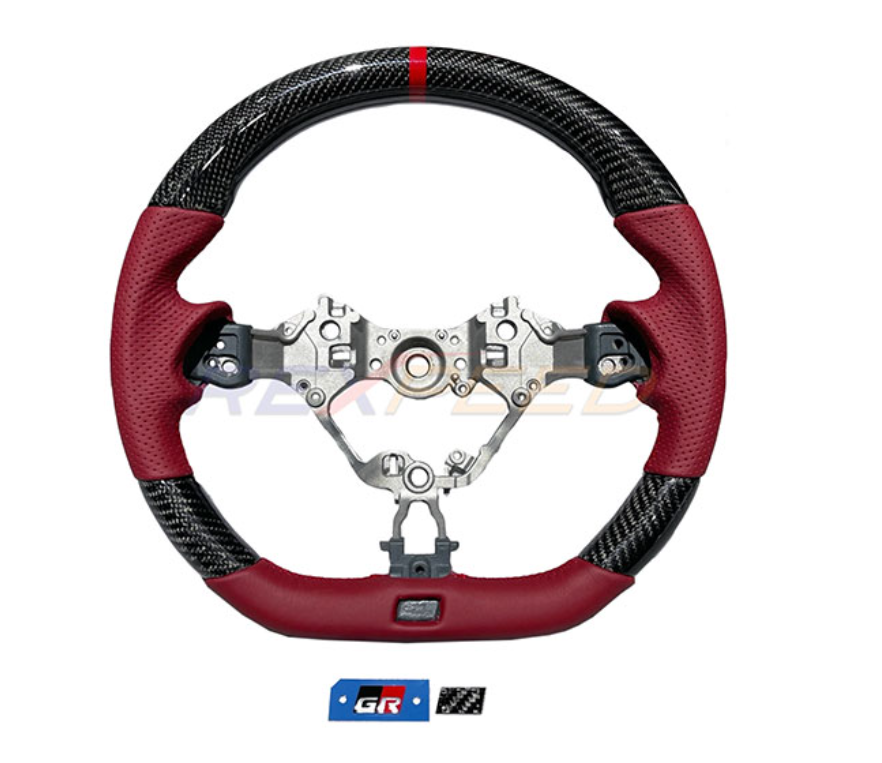 Rexpeed GR86 / BRZ 2022+ Carbon Fiber Steering Wheel w/ RED Leather