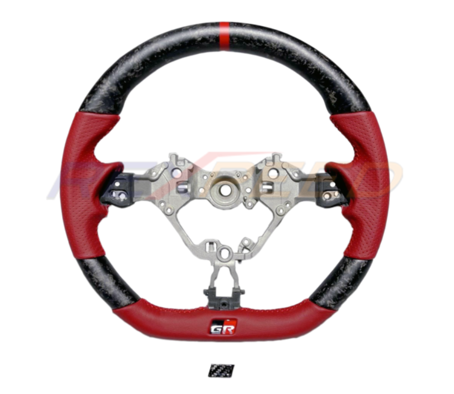 Rexpeed GR86 / BRZ 2022+ Carbon Fiber Steering Wheel w/ RED Leather