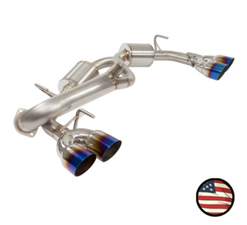 Nameless Axleback Exhaust, 2011-2014 WRX / 2008-2014 STi Hatchback - 5" Muffler - 3.5" Single Wall Neochrome Tips