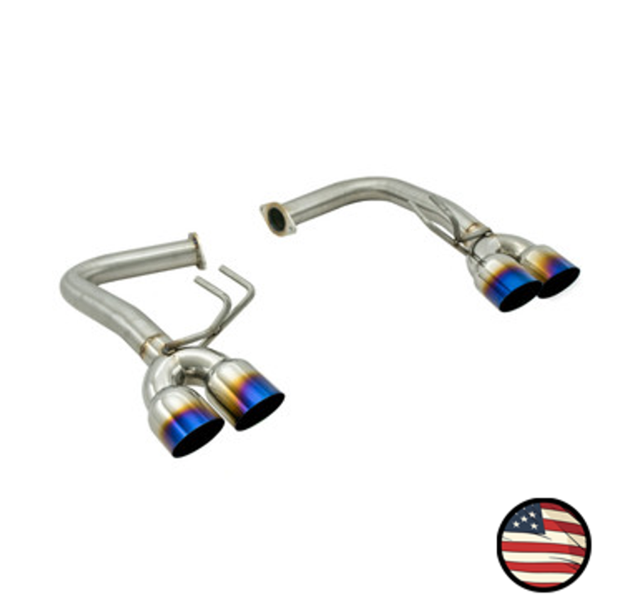 Nameless Axleback Exhaust - 2015-2021 WRX/STi Invidia Q300 / R400 / N1 Fit Replacement - Muffler Delete - 3.5" Single Wall Neochrome Tips