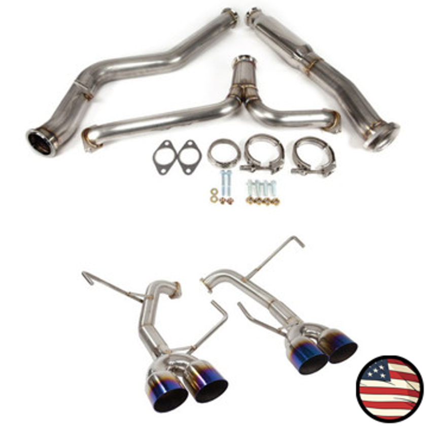 Nameless Catback Exhaust - 2022+ Subaru WRX - Muffler Delete - 3.5" Single Wall Neochrome Tips