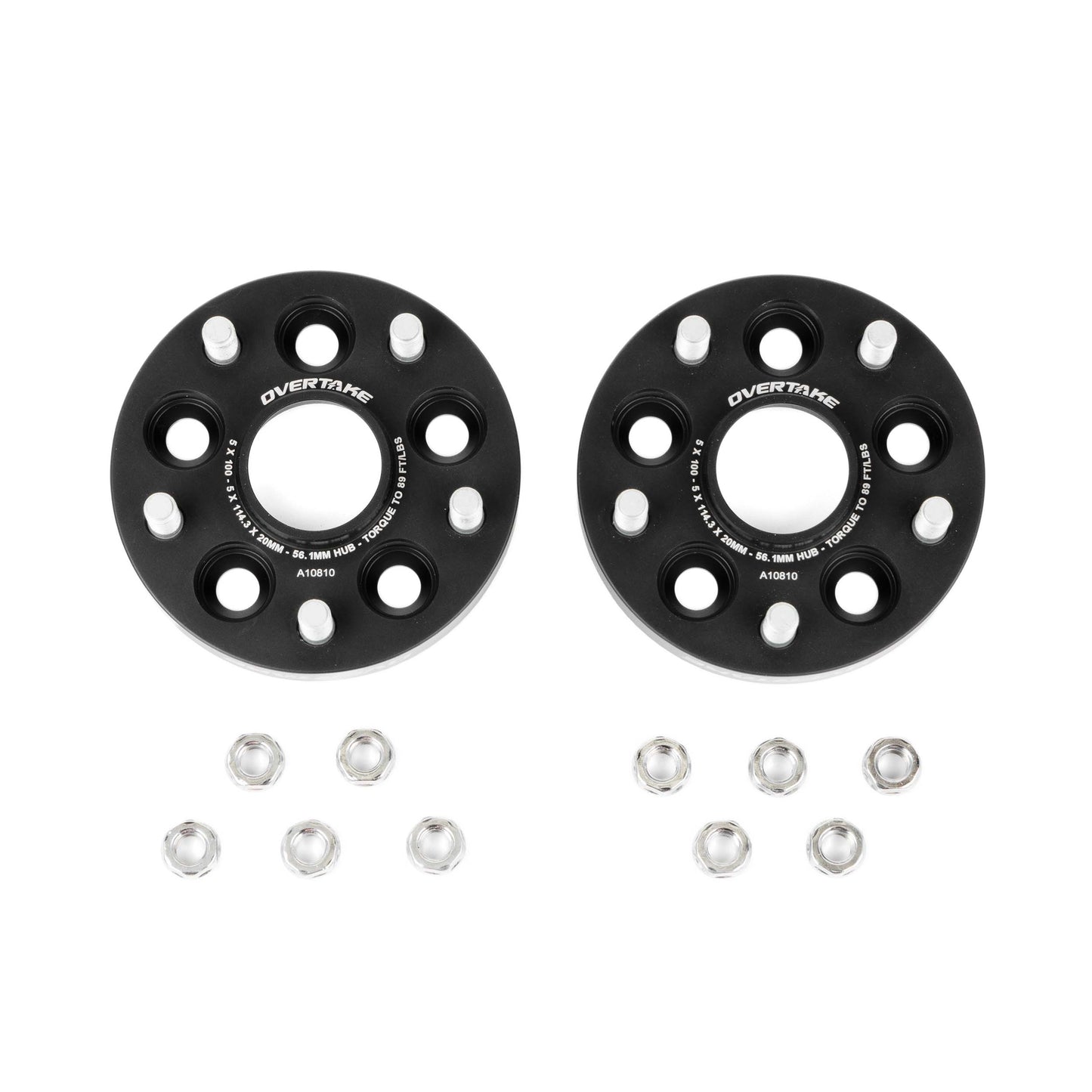 OVERTAKE Wheel Spacer Adapters - Pair - 20mm 5x100 to 5x114.3 - Subaru 2002-2014 WRX, 2004 STI, 2013-2026 BRZ/GR86, and more