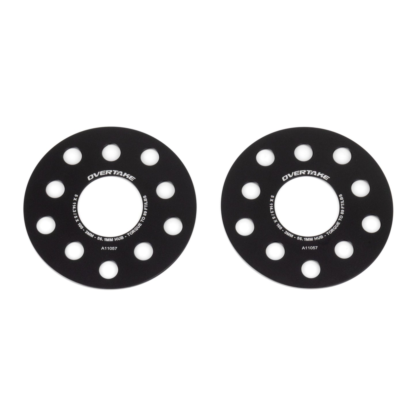 OVERTAKE Wheel Spacers - Pair - 3mm 5x114.3 / 5x100 - Subaru 2002-2026 WRX, 2004-2021 STI, and more