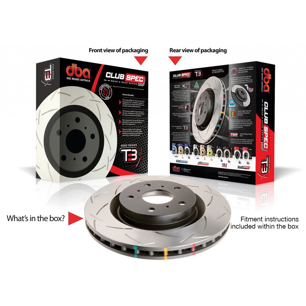 DBA Front T3 Slotted 4000 Series Brake Rotor Subaru WRX 02-14 / Forester 09-13 / BRZ / FR-S 13-16-4650S-4650S-Brake Rotors-DBA-JDMuscle