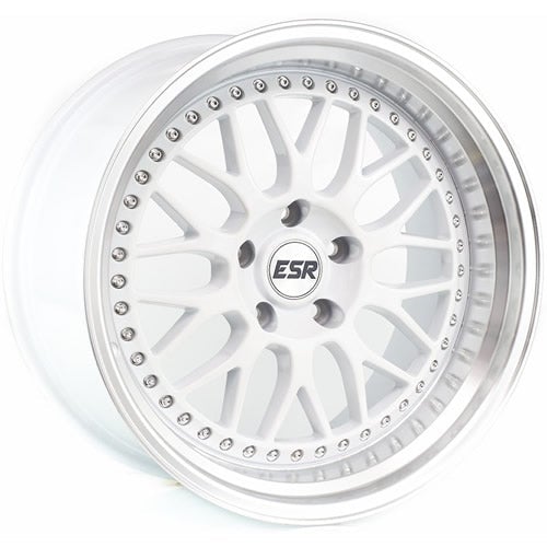 ESR Wheels SR01 White w/ Machined Lip 19x8.5 | 5x115 (98551430 SR01WHT-ML 5X115)