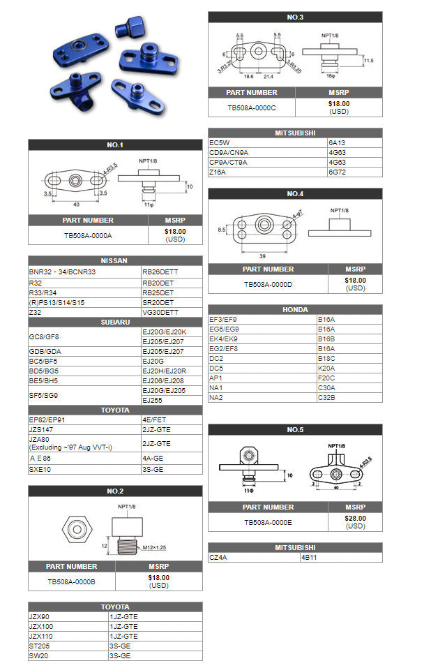 FUEL PRESSURE REGULATOR ADAPTER No.5