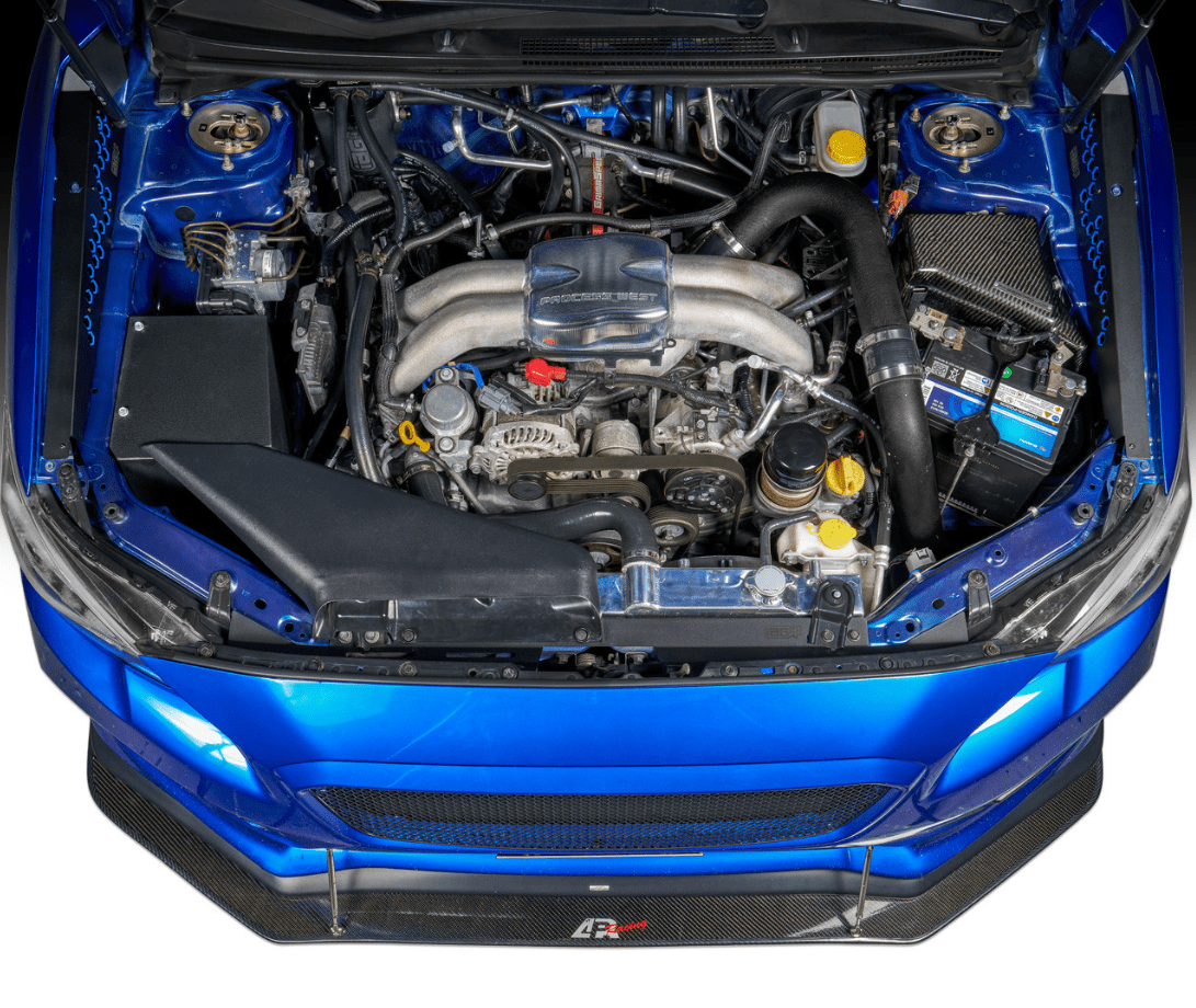 IAG Performance Fender Shroud Black w/ Red Hexagon 2015 - 2021 WRX / 2015 - 2021 STI - IAG - ACC - 2601RD - Subimods.com