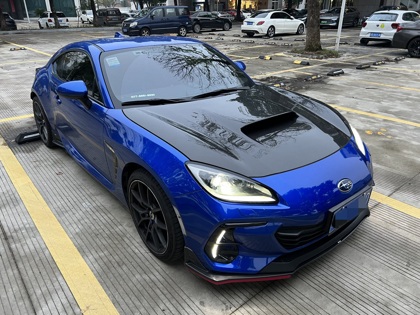 JDMuscle 22+BRZ/GR86 Tanso Carbon Fiber Hood - STI style