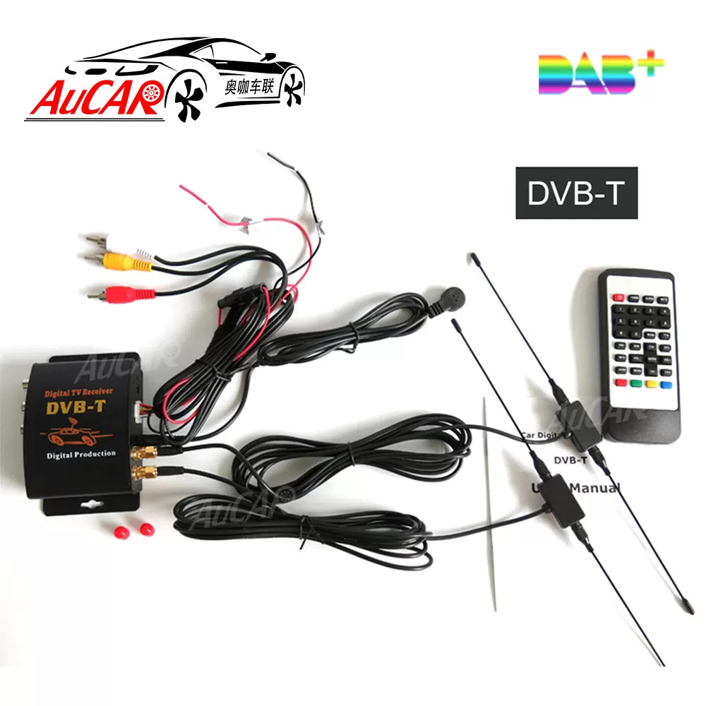 AuCAR DVB-T/T2/ATSC Car Digital TV HD MPEG-4 Tuner Receiver Two Antenna 140-200km/h Two Chip Tuner DVB T BOX