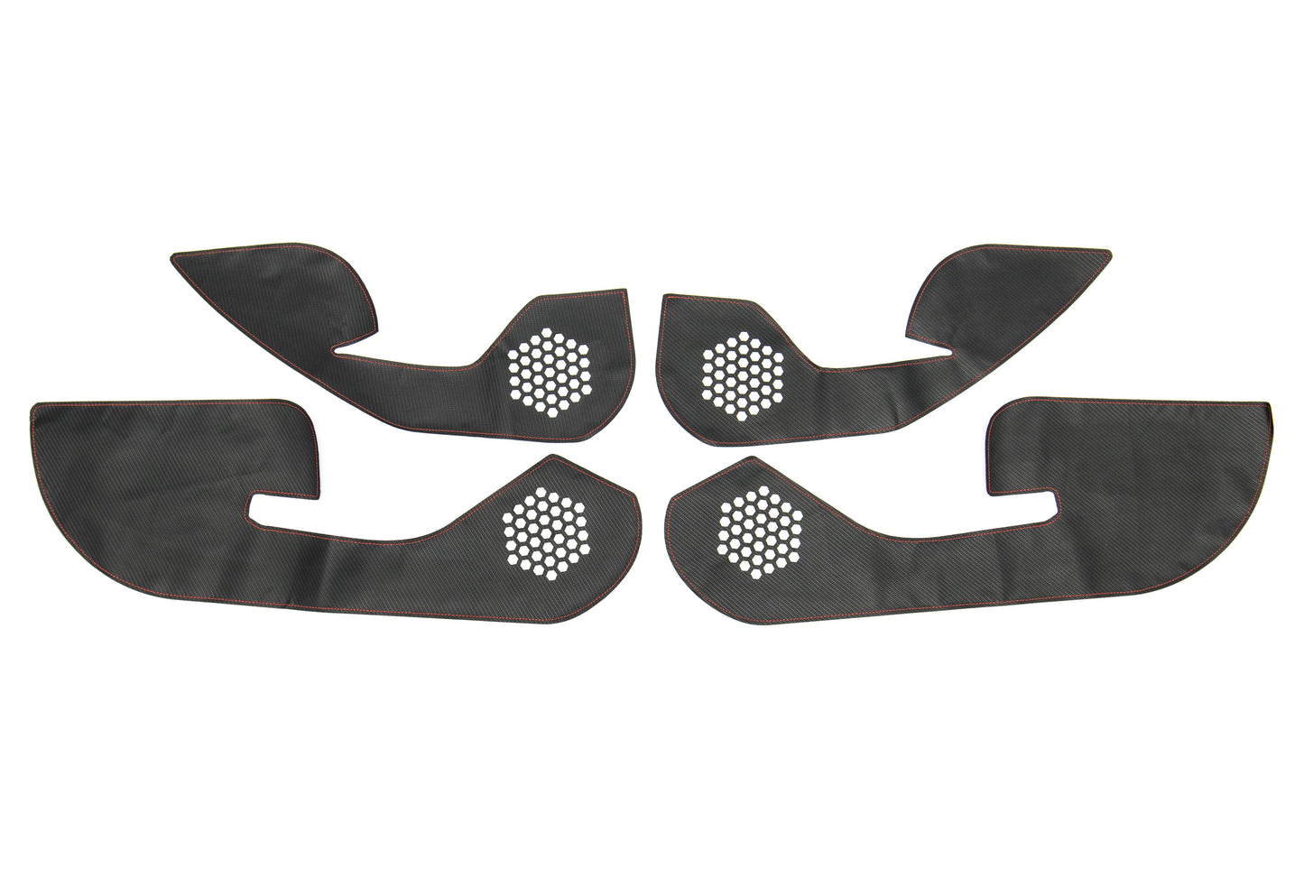 OLM Carbon Look Kick Guard Protection Set with Red Stitching (Non HK Equipped) - 2015-2021 Subaru STI