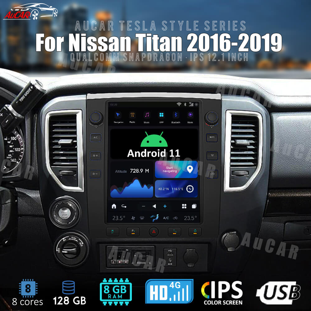 AuCar Tesla Android 11 12.1″ Car Radio GPS Navigation For Nissan Titan 2016-2019 Car Multimedia Stereo Player Car Video