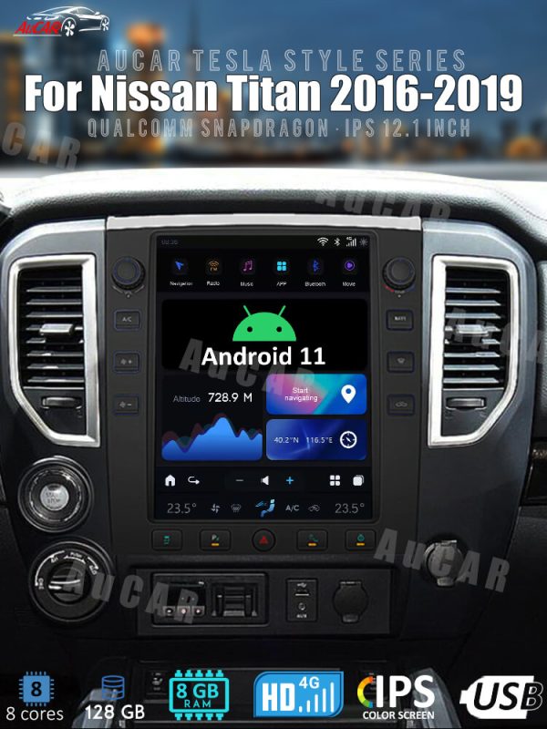 AuCar Tesla Android 11 12.1″ Car Radio GPS Navigation For Nissan Titan 2016-2019 Car Multimedia Stereo Player Car Video