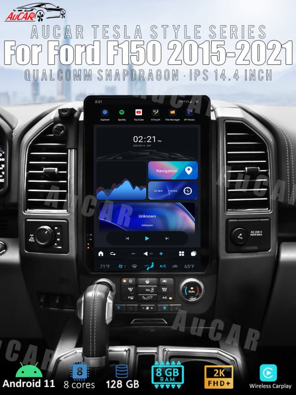 AuCar Tesla Android 11 14.4″ Car Radio GPS Navigation For Ford F150 2015-2021 Car Multimedia Stereo Player Car Video