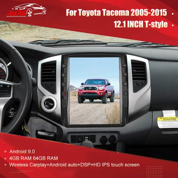 AuCar Android T-Style Car Video for Toyota Tacoma 2005-2015 Radio Car Auto Tesla Vertical Screen Multimedia Video Player GPS Navi CarPlay GPS Stereo Autoradio