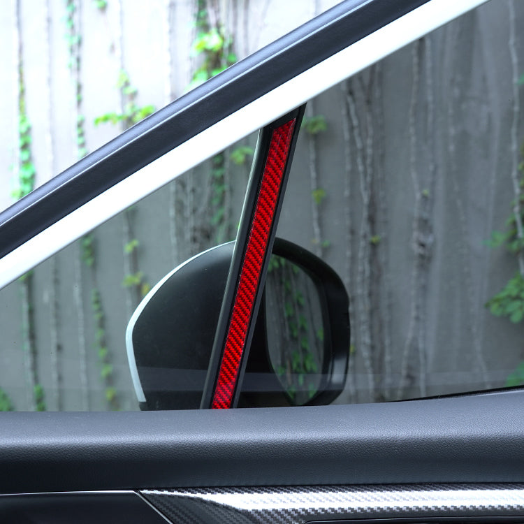 JDMuscle 22-25 WRX P&S Series Carbon Fiber Interior Window Trim Covers 4 PC | Black Carbon Fiber/ Red Carbon Fiber