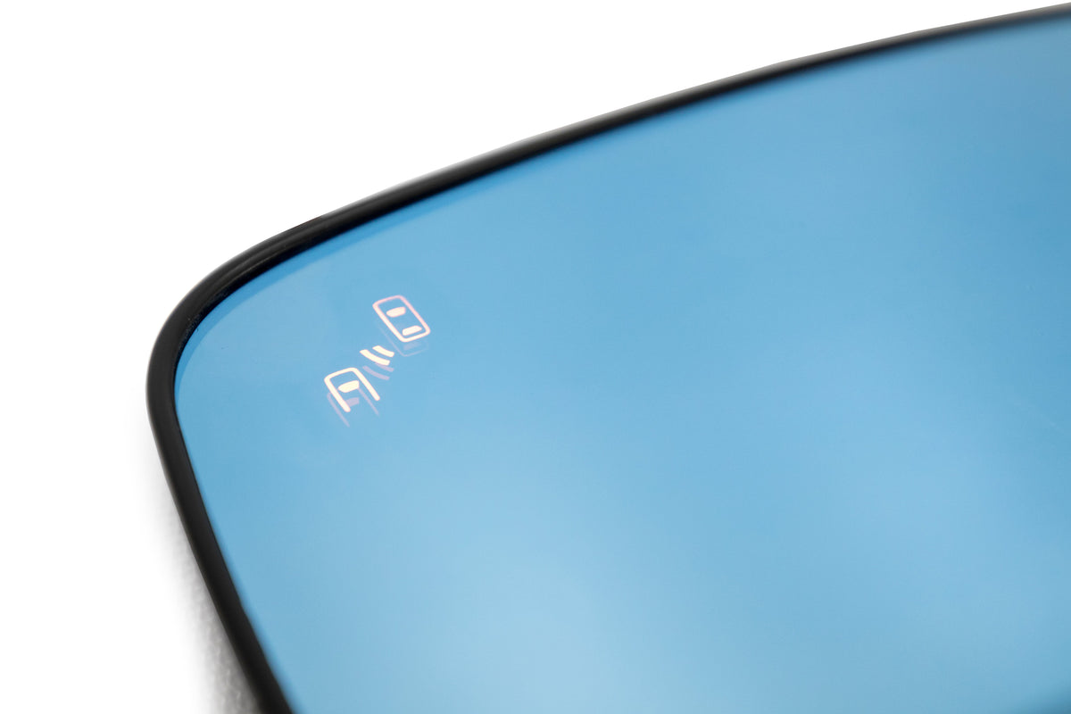 OLM Wide Angle Convex Mirrors with Turn Signals / Blind Spot Detection LED / Defrosters (Blue) - 15+