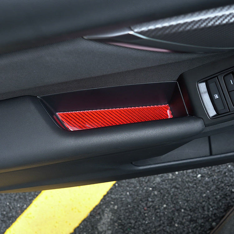 JDMuscle 22-25 WRX P&S Series Carbon Fiber Door Pocket Covers 4 PC | Black Carbon Fiber/ Red Carbon Fiber