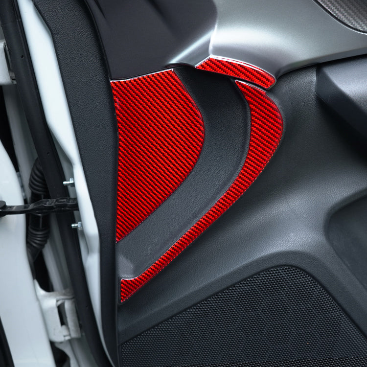 JDMuscle 22-25 WRX P&S Series Carbon Fiber Interior Door Inner Panel Accent Covers 6 PC | Black Carbon Fiber/ Red Carbon Fiber