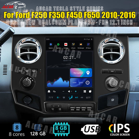 AuCar Tesla Android 11 12.1″ Car Radio GPS Navigation For Ford F250 F350 F450 F650 2010-2016 Car Multimedia Stereo Player Car Video