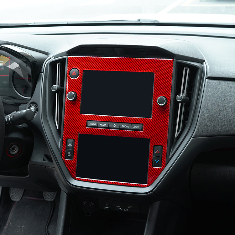 JDMuscle 22-25 WRX P&S Series Carbon Fiber Infotainment Screen Trim Cover | Black Carbon Fiber/ Red Carbon Fiber