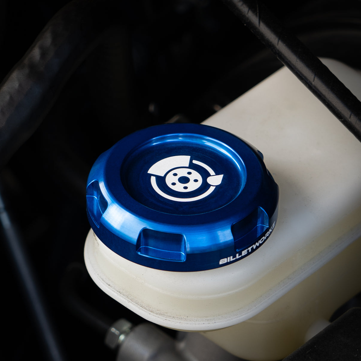 Billetworkz Brake Fluid Cap Engraved Zero Series Blue Subaru WRX 02-25 / STI 04-21 | BW-EBCZ-SUB-BRK-BLU-E