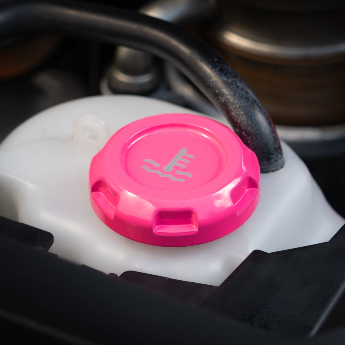 Billetworkz Coolant Overflow Cap Engraved Zero Series Hyper Pink Subaru WRX 02-25 / STI 04-21 | BW-EBCZ-SUB-COO-HYPK-E