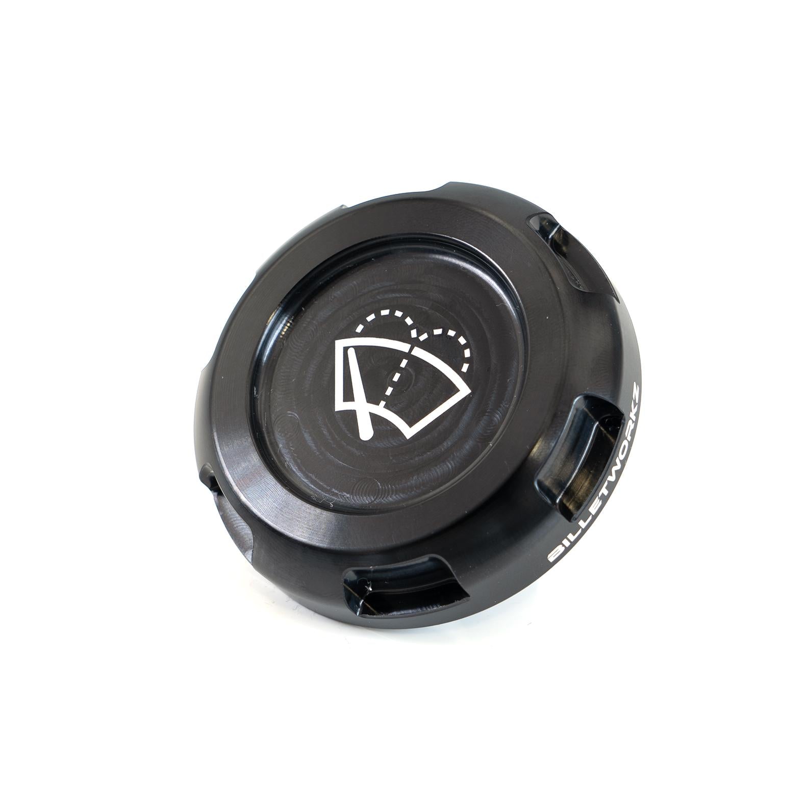 Billetworkz Wiper Fluid Cap Engraved Zero Series Black Anodized Subaru WRX 02-25 / STI 04-21 | BW-EBCZ-SUB-WIP-BLK-E