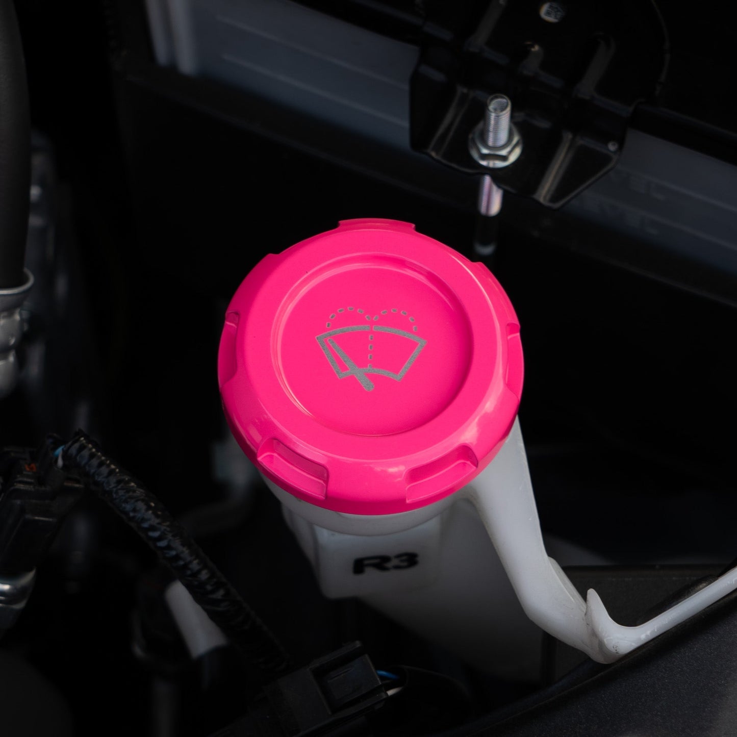 Billetworkz Wiper Fluid Cap Engraved Zero Series Hyper Pink Subaru WRX 02-25 / STI 04-21 | BW-EBCZ-SUB-WIP-HYPK-E