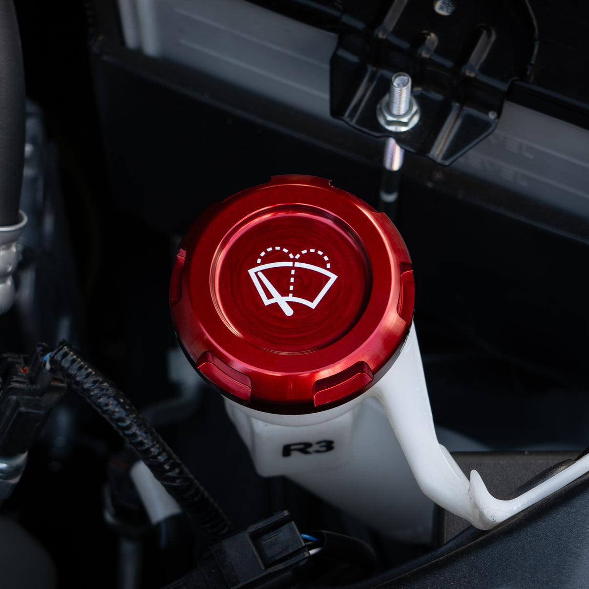 Billetworkz Wiper Fluid Cap Engraved Zero Series Red Subaru WRX 02-25 / STI 04-21 | BW-EBCZ-SUB-WIP-RED-E