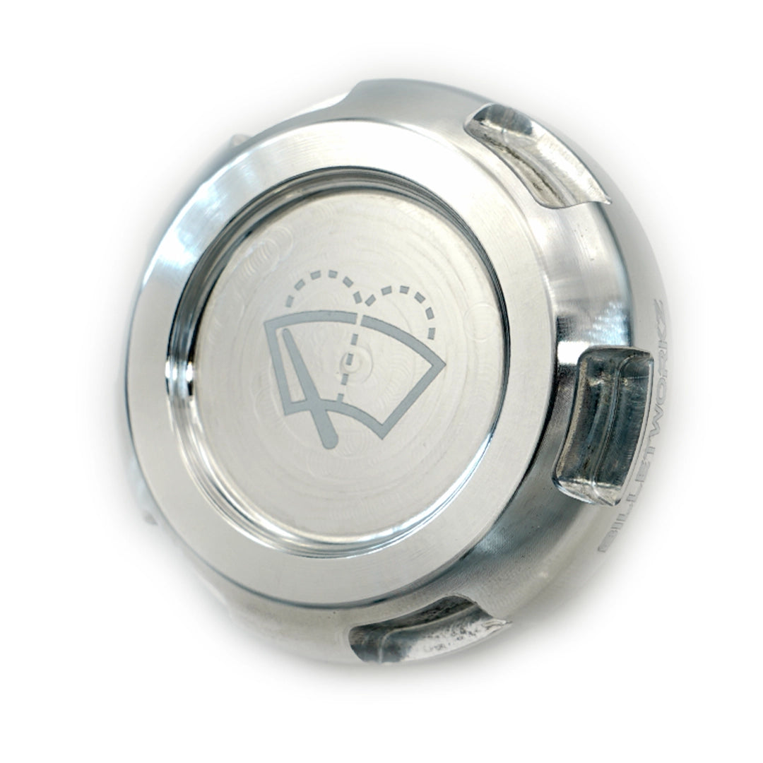 Billetworkz Wiper Fluid Cap Engraved Zero Series Silver Subaru WRX 02-25 / STI 04-21 | BW-EBCZ-SUB-WIP-SIL-E
