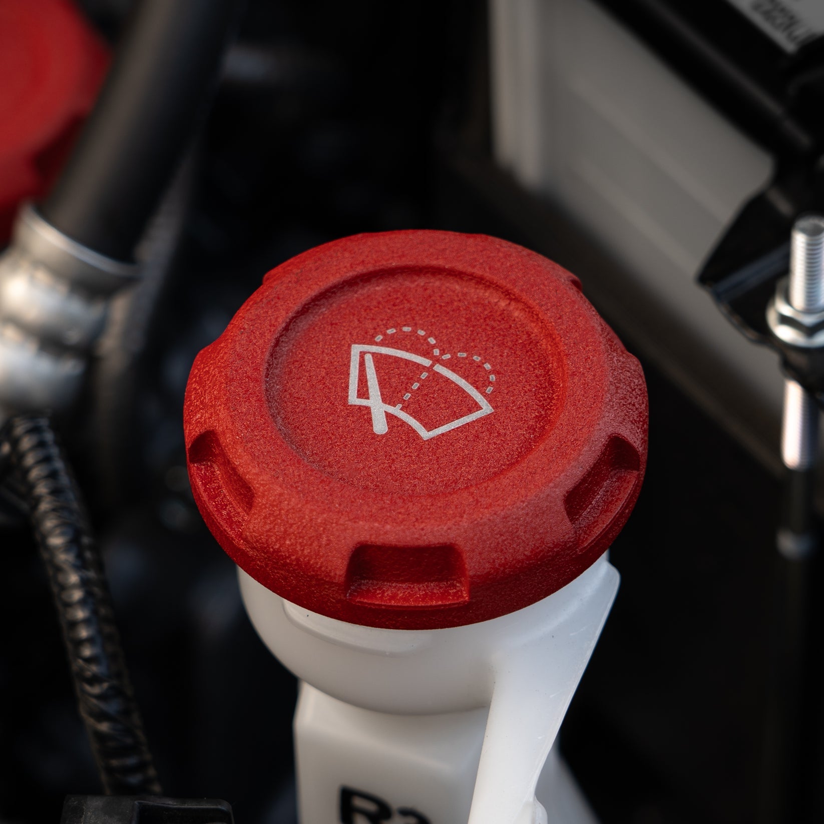 Billetworkz Wiper Fluid Cap Engraved Zero Series Wrinkle Red Subaru WRX 02-25 / STI 04-21 | BW-EBCZ-SUB-WIP-RWR-E