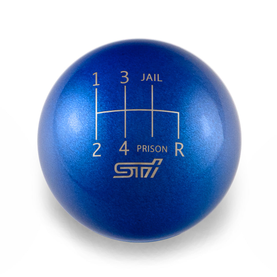 Billetworkz Weighted Shift Knob - 6 Speed STI Jail-Prison Engraving - Subaru STI