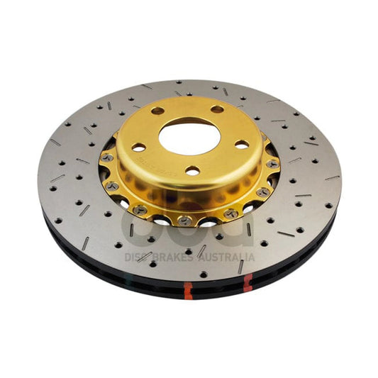 DBA 02-10 WRX / 13+ FR-S / 13+ BRZ Premium Front Drilled & Slotted 5000 Series Rotor w/ Gold Hat