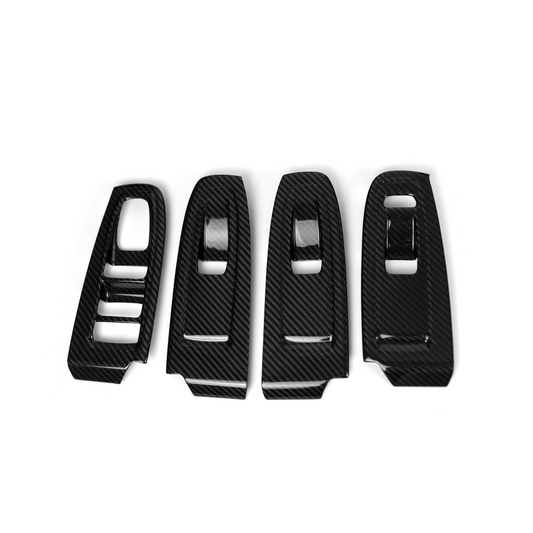 JDMuscle 22-25 WRX Tanso Dry Carbon Fiber Window Switch Cover with Gloss Finish