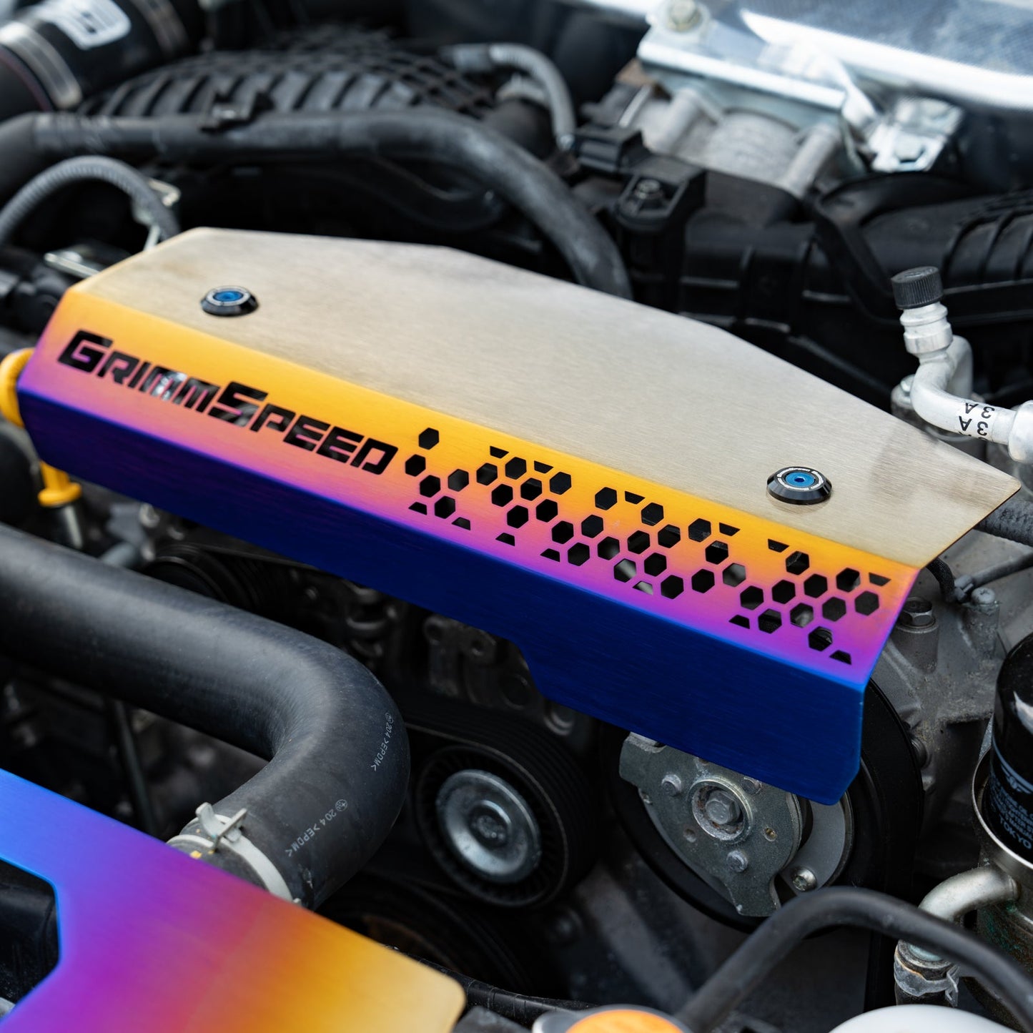 GrimmSpeed Titanium Pulley Cover - 2022+ Subaru WRX, 2019+ Subaru Ascent