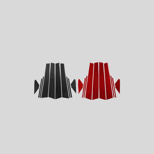 JDMuscle 22-25 WRX P&S Series Carbon Fiber Exterior Pillar Covers 10 PC | Black Carbon Fiber/ Red Carbon Fiber