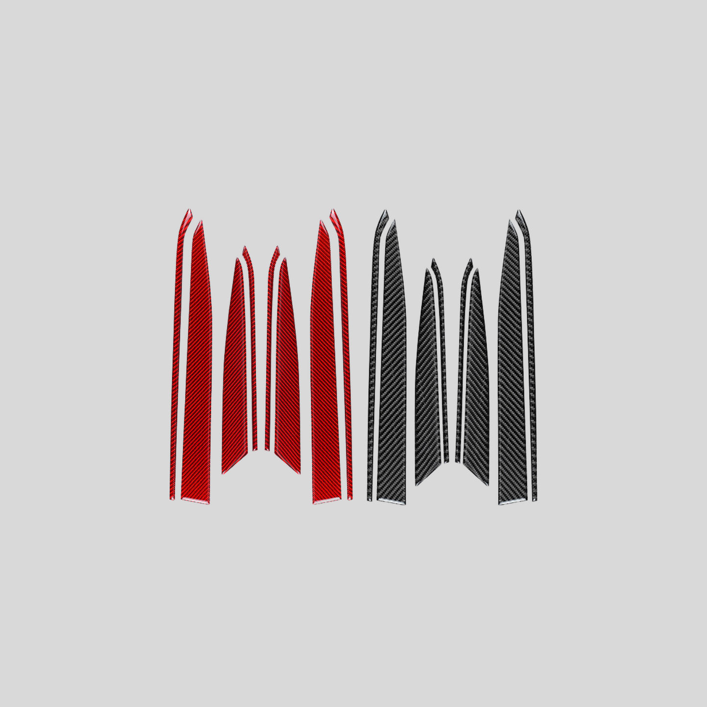 JDMuscle 22-25 WRX P&S Series Carbon Fiber Interior Door Upper Panel Accent Covers 8 PC | Black Carbon Fiber/ Red Carbon Fiber
